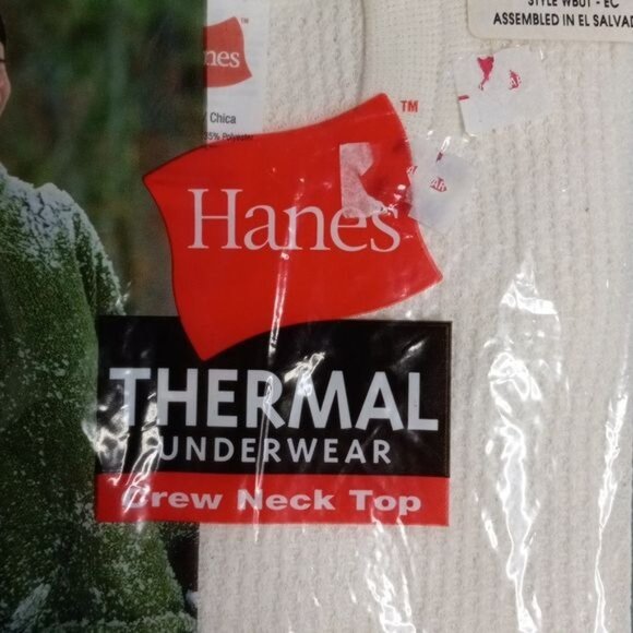 Hanes S 6/8 Boys Thermal Underwear Crew Neck Top Shirt NEW Waffle Weave NEW - Picture 2 of 5